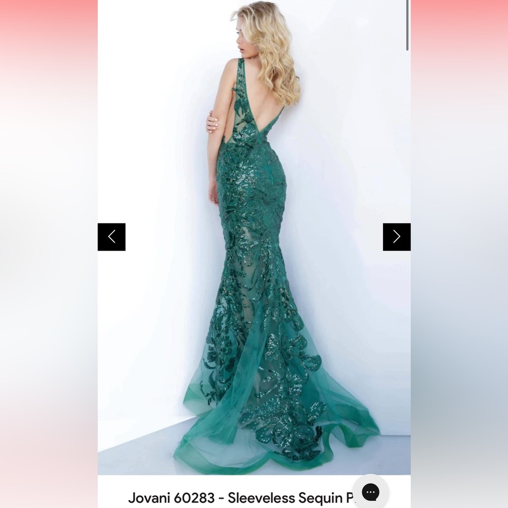 Jovani emerald green lace gown